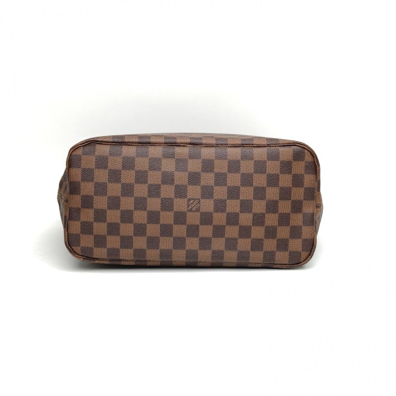 LOUIS VUITTON Neverfull中號無子袋棕色棋盤格金扣2009肩背包-4