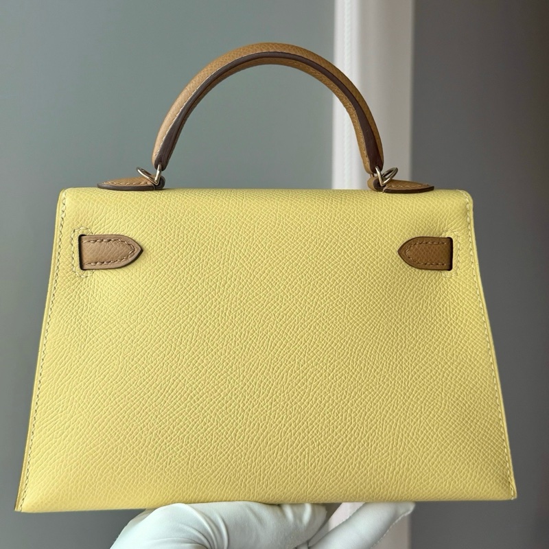 🔥Hermes/ 愛馬仕mini kelly二代 小雞黃拼餅乾 淡金扣 馬蹄刻 B刻 ❤️正品保障 🆕-1