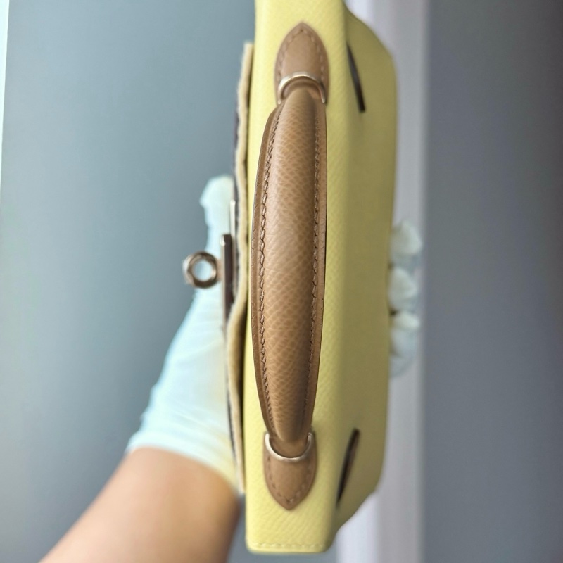 🔥Hermes/ 愛馬仕mini kelly二代 小雞黃拼餅乾 淡金扣 馬蹄刻 B刻 ❤️正品保障 🆕-4