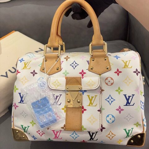路易威登/Louis Vuitton 白三彩Speedy30枕頭包