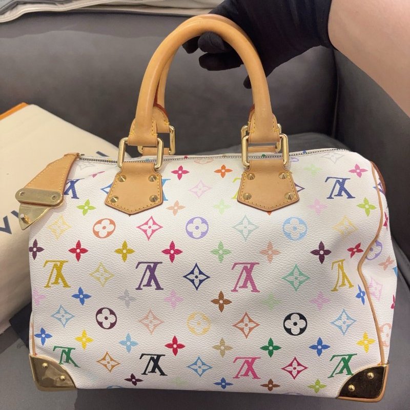 路易威登/Louis Vuitton 白三彩Speedy30枕頭包-1