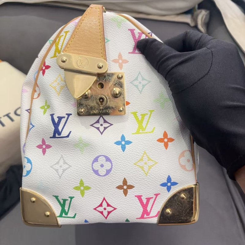 路易威登/Louis Vuitton 白三彩Speedy30枕頭包-2