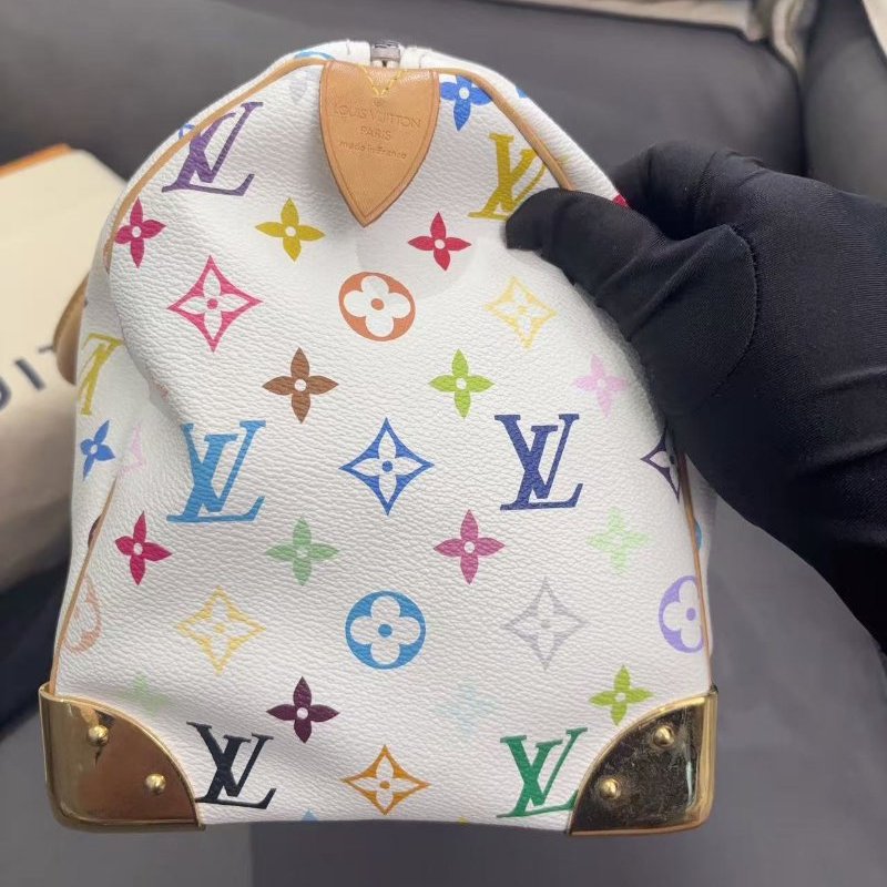 路易威登/Louis Vuitton 白三彩Speedy30枕頭包-3