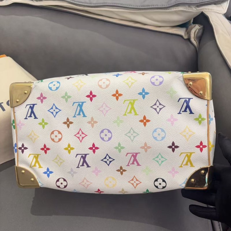 路易威登/Louis Vuitton 白三彩Speedy30枕頭包-7