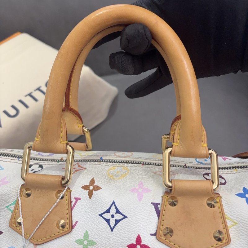 路易威登/Louis Vuitton 白三彩Speedy30枕頭包-10