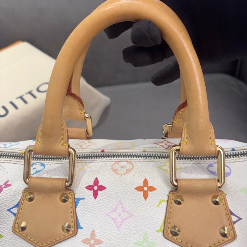 路易威登/Louis Vuitton 白三彩Speedy30枕頭包-11