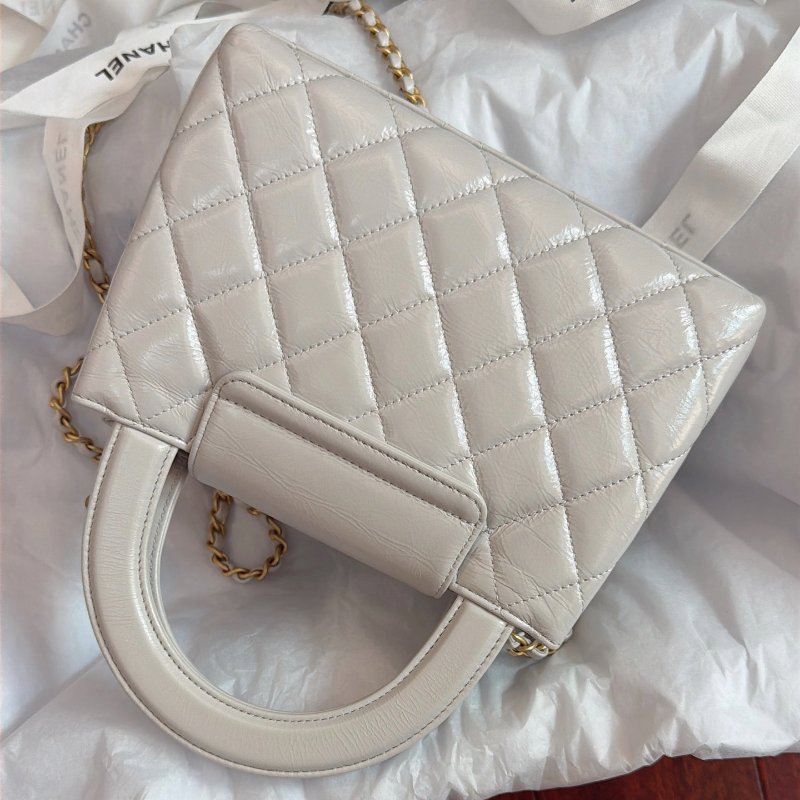 全新品 香奈兒/Chanel Kelly 淺灰色手提包-1