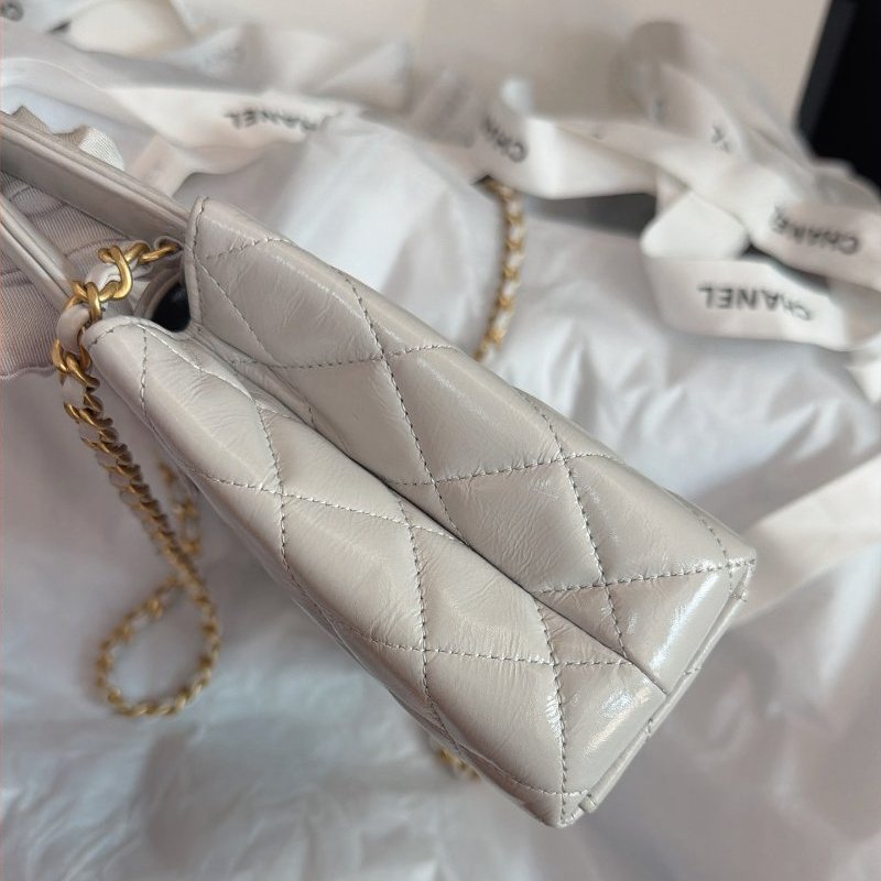 全新品 香奈兒/Chanel Kelly 淺灰色手提包-2