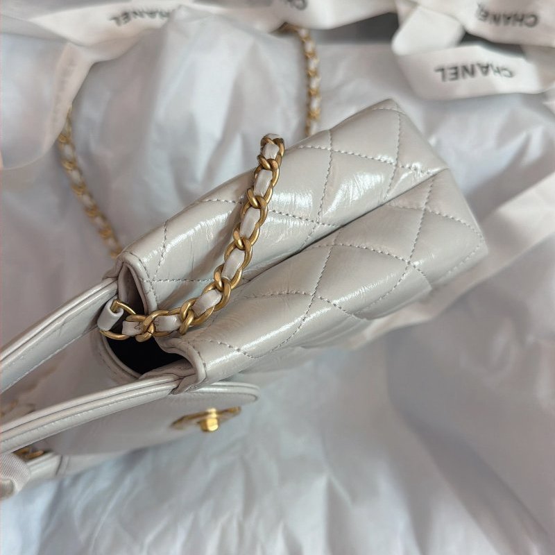 全新品 香奈兒/Chanel Kelly 淺灰色手提包-3