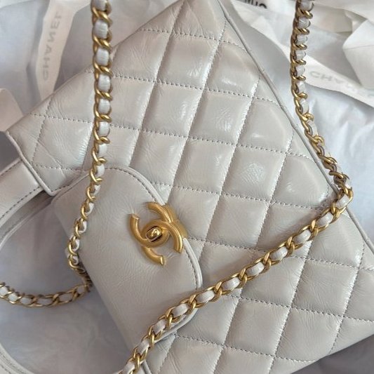 全新品 香奈兒/Chanel Kelly 淺灰色手提包-8