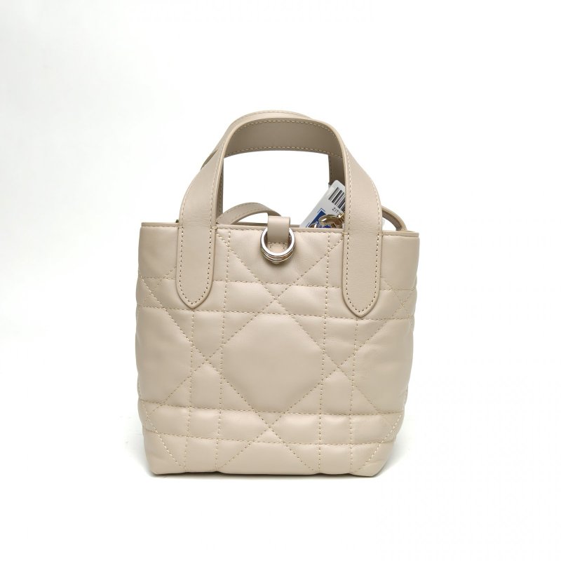 DIOR Toujoursnano豎版手袋米色牛皮金扣2025肩背包-2