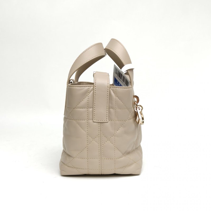 DIOR Toujoursnano豎版手袋米色牛皮金扣2025肩背包-3