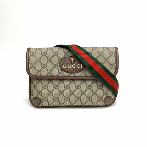 GUCCI NeoVintage虎頭腰包24烏木色PVC金扣肩背包