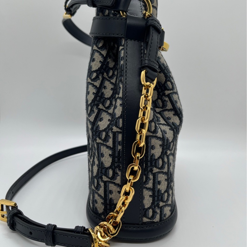 DIOR迪奧 C'est Dior 可拆卸可調節肩帶老花滿印 水桶包手提斜挎包 Oblique印花拼牛皮革 單肩包 女款-2