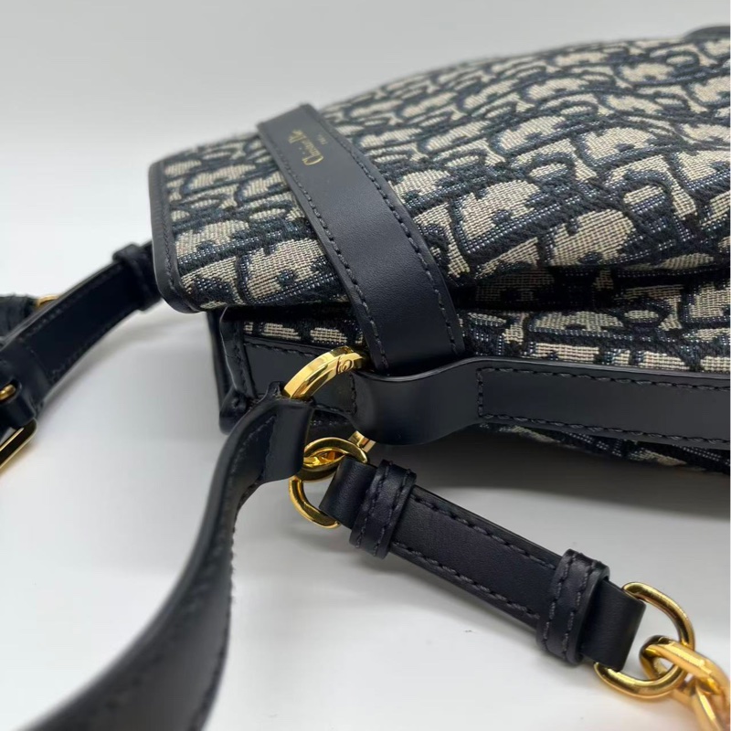 DIOR迪奧 C'est Dior 可拆卸可調節肩帶老花滿印 水桶包手提斜挎包 Oblique印花拼牛皮革 單肩包 女款-8