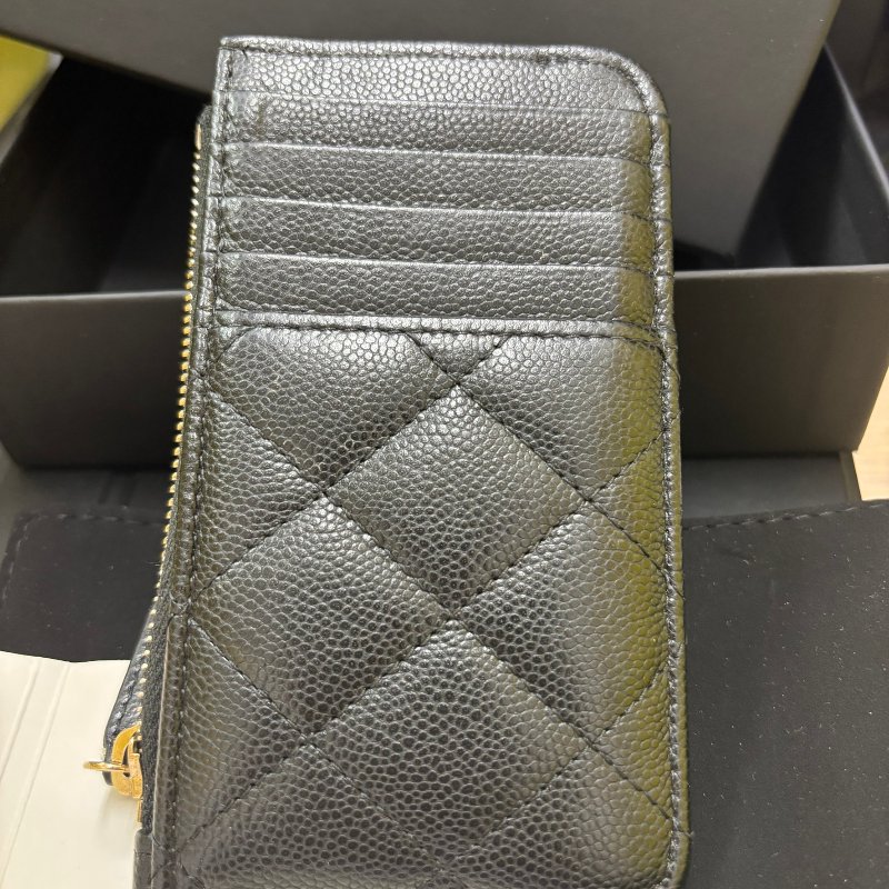 正品 CHANEL香奈兒牛皮荔枝紋短夾-3