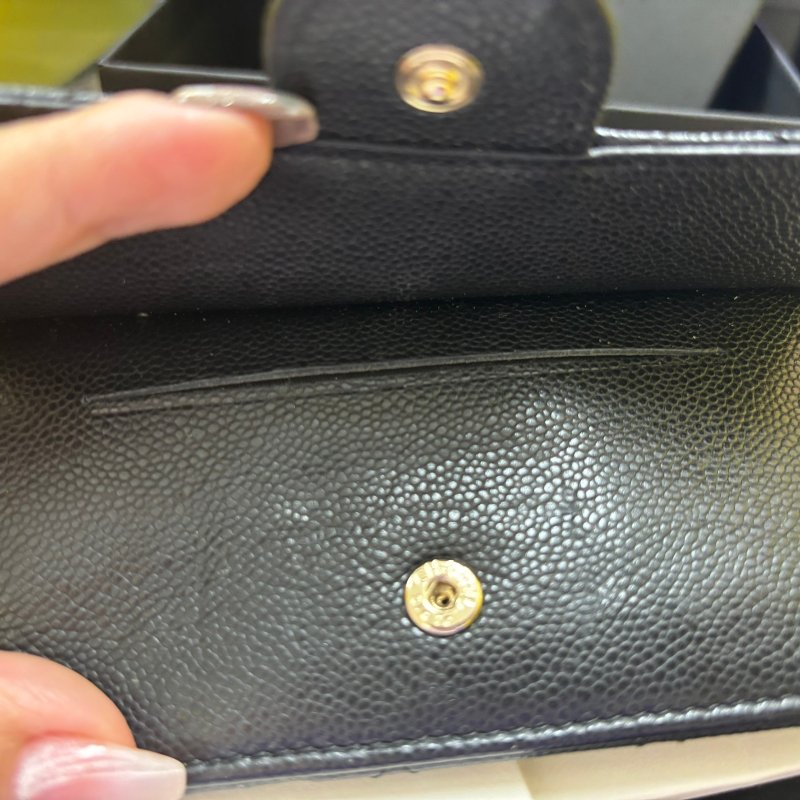 正品 CHANEL香奈兒牛皮荔枝紋短夾-4