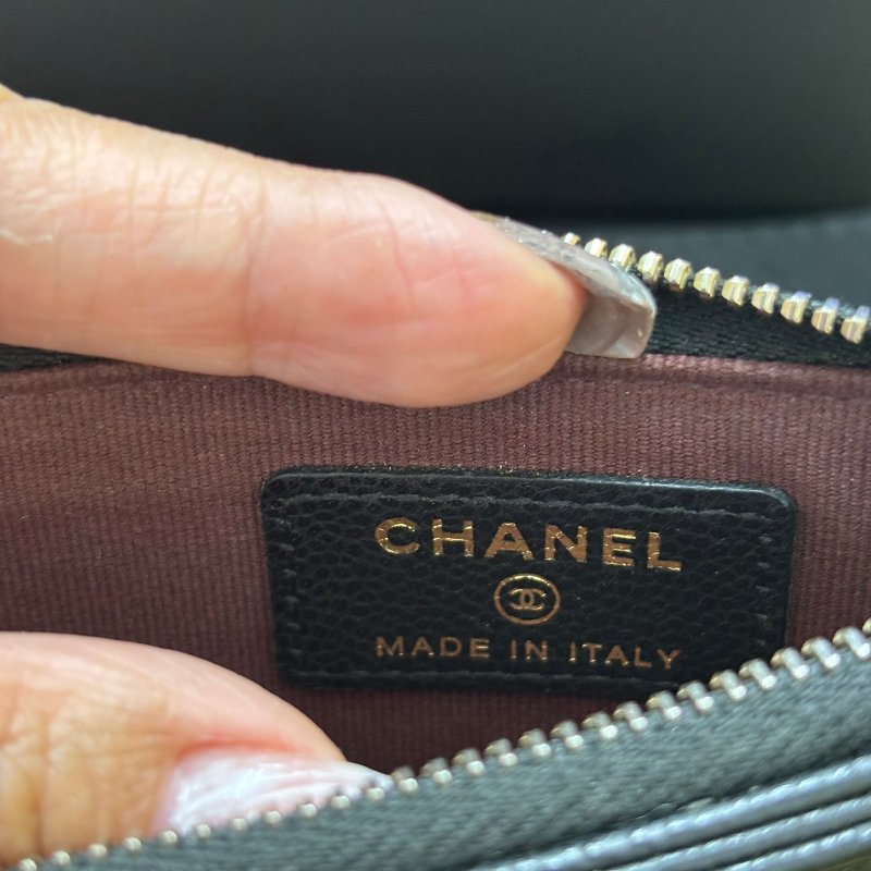 正品 CHANEL香奈兒牛皮荔枝紋短夾-11
