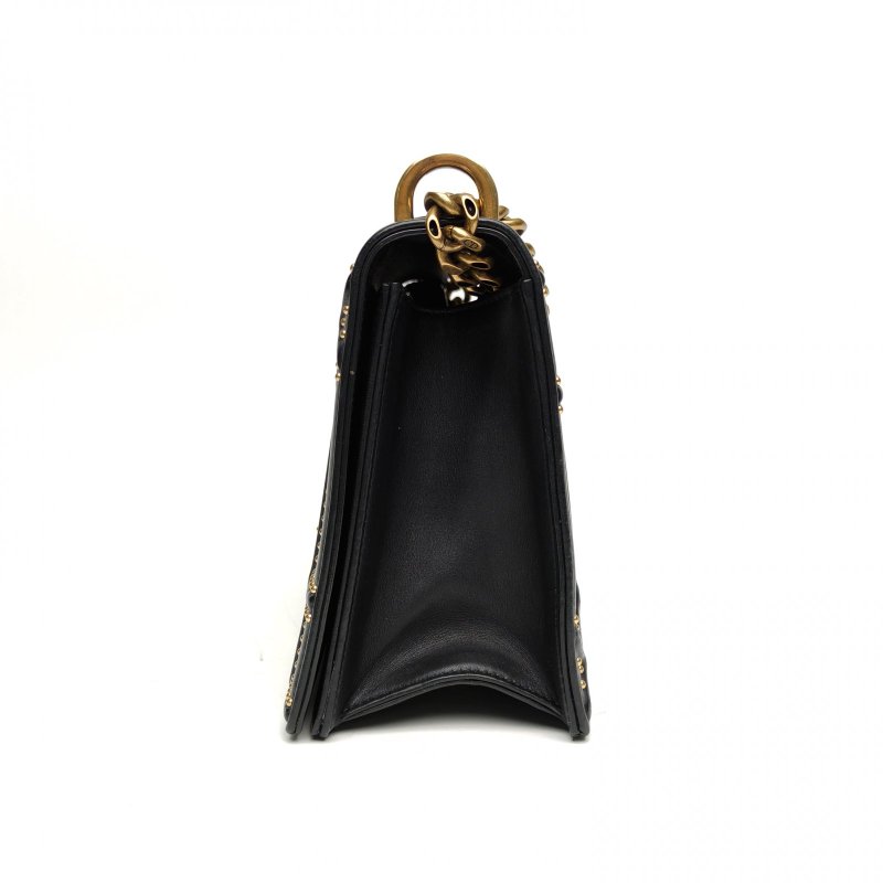 DIOR Diorama盾牌包中號黑色牛皮金扣2019鉚釘飾面肩背包-1