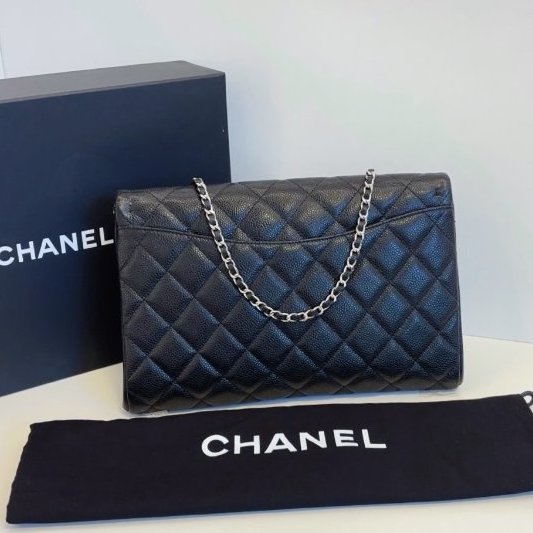 閒置新 香奈兒/Chanel Timeless黑銀魚子醬腋下包-7