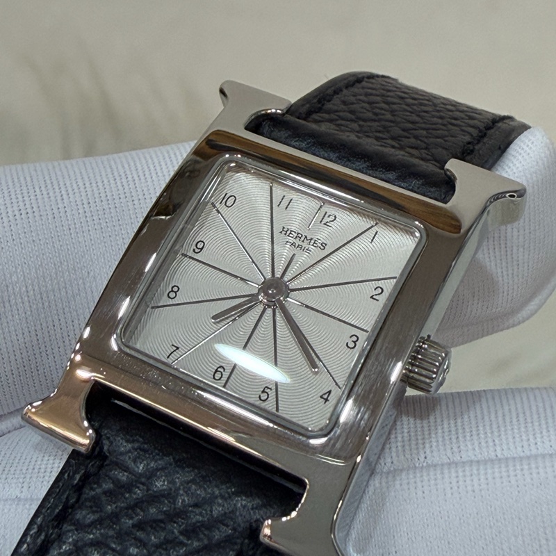HERMES H HOUR H-HOUR 大H 腕錶 手錶 石英錶 25X30MM-3