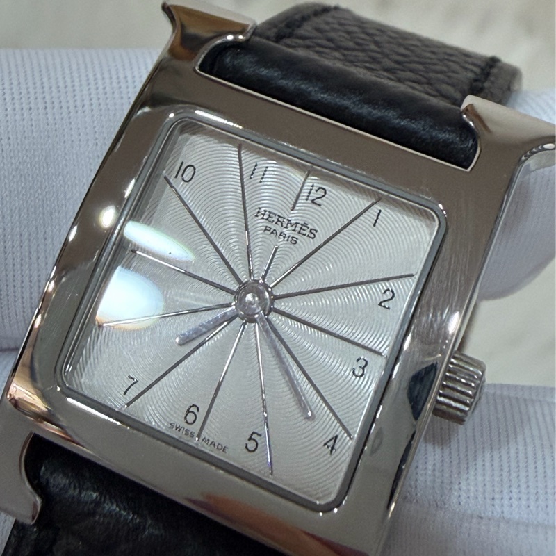 HERMES H HOUR H-HOUR 大H 腕錶 手錶 石英錶 25X30MM-5