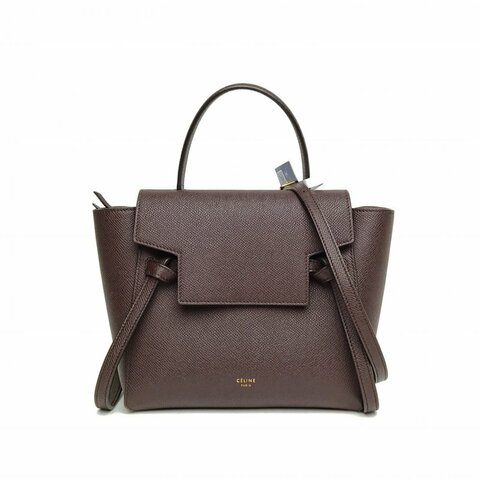 CELINE Belt鯰魚包Nano20紫紅色牛皮金扣肩背包