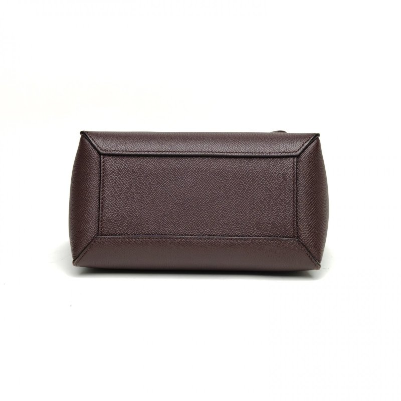 CELINE Belt鯰魚包Nano20紫紅色牛皮金扣肩背包-4