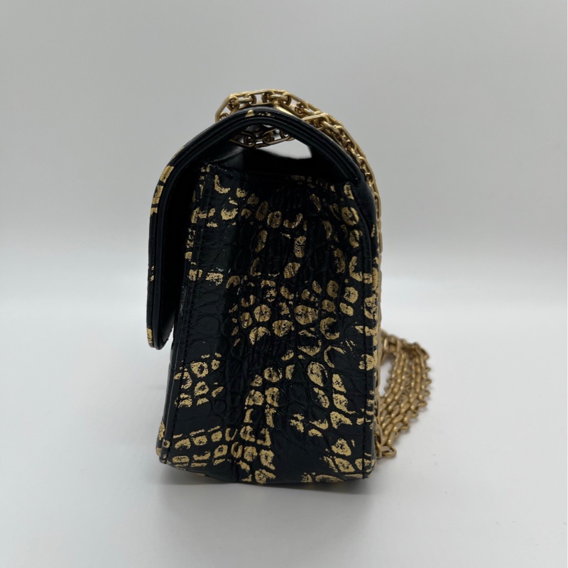 CHANEL香奈兒 2.55 絕版埃及系列,黑金鰐魚壓紋超級塗鴉燙金-3