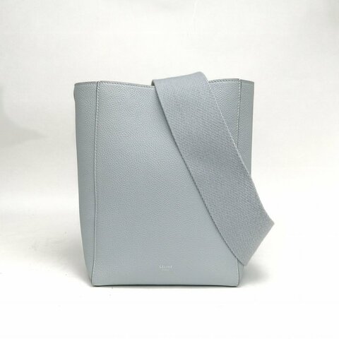 CELINE SangleBucket水桶包小號藍色牛皮銀扣肩背包