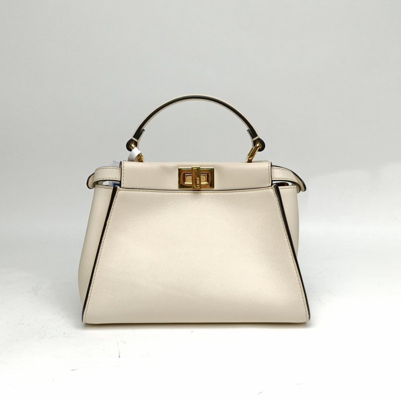 FENDI PEEKABOOMini23米白色牛皮金扣肩背包-2