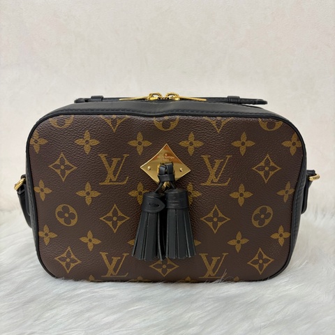 LV M43555 Saintonge 黑皮 老花 流蘇 相機包 方包