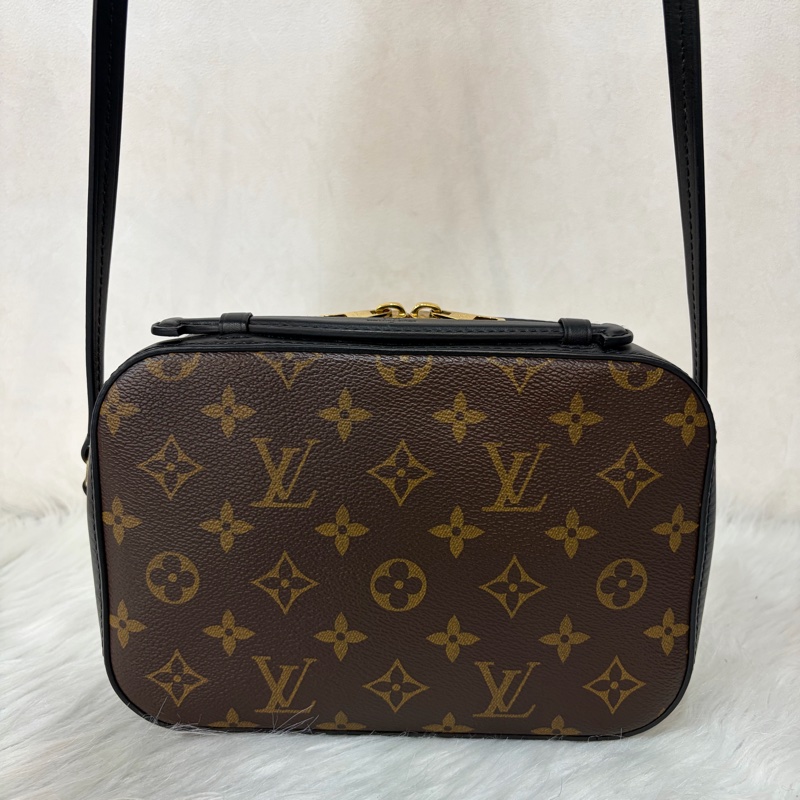 LV M43555 Saintonge 黑皮 老花 流蘇 相機包 方包-2