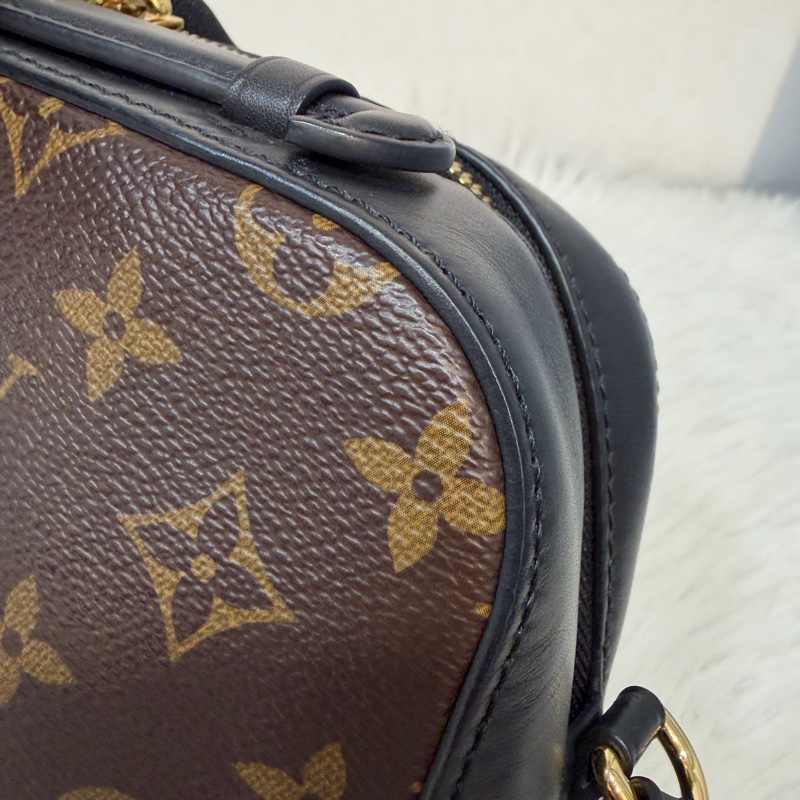 LV M43555 Saintonge 黑皮 老花 流蘇 相機包 方包-20