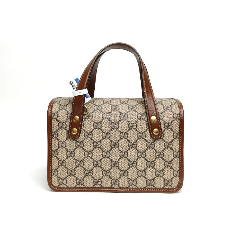 GUCCI 老花PVC金扣1955系列手提斜挎盒子包肩背包-2