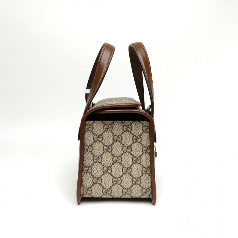 GUCCI 老花PVC金扣1955系列手提斜挎盒子包肩背包-3