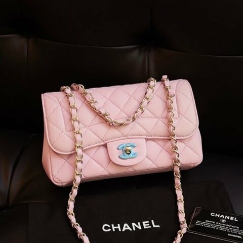 閒置新 香奈兒/Chanel 粉金戴妃CF小號口蓋鏈條包