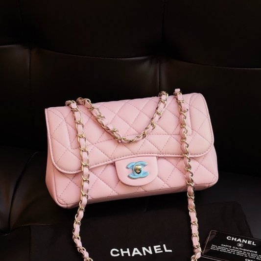 閒置新 香奈兒/Chanel 粉金戴妃CF小號口蓋鏈條包-5