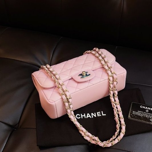 閒置新 香奈兒/Chanel 粉金戴妃CF小號口蓋鏈條包-7