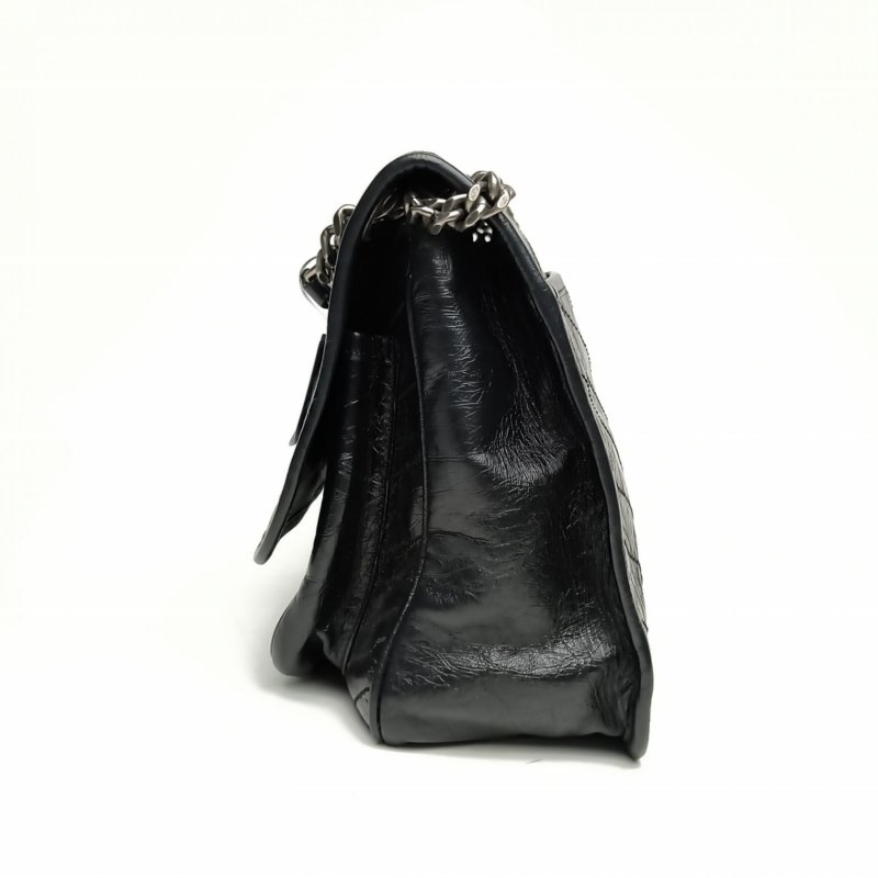 SAINT LAURENT Niki中號28D扣黑色牛皮銀扣肩背包-1