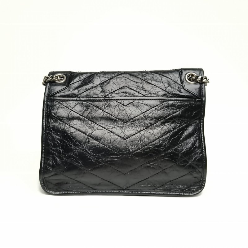 SAINT LAURENT Niki中號28D扣黑色牛皮銀扣肩背包-2
