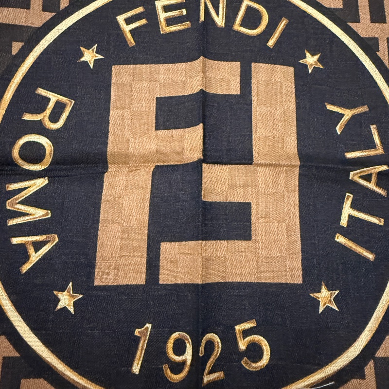 FENDI/Fendi/全新/未使用/方巾/領巾/髮帶/老花/純棉/Vintage-1