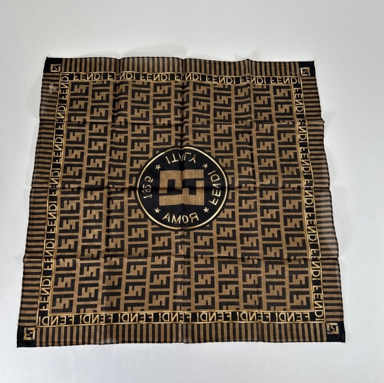 FENDI/Fendi/全新/未使用/方巾/領巾/髮帶/老花/純棉/Vintage-5