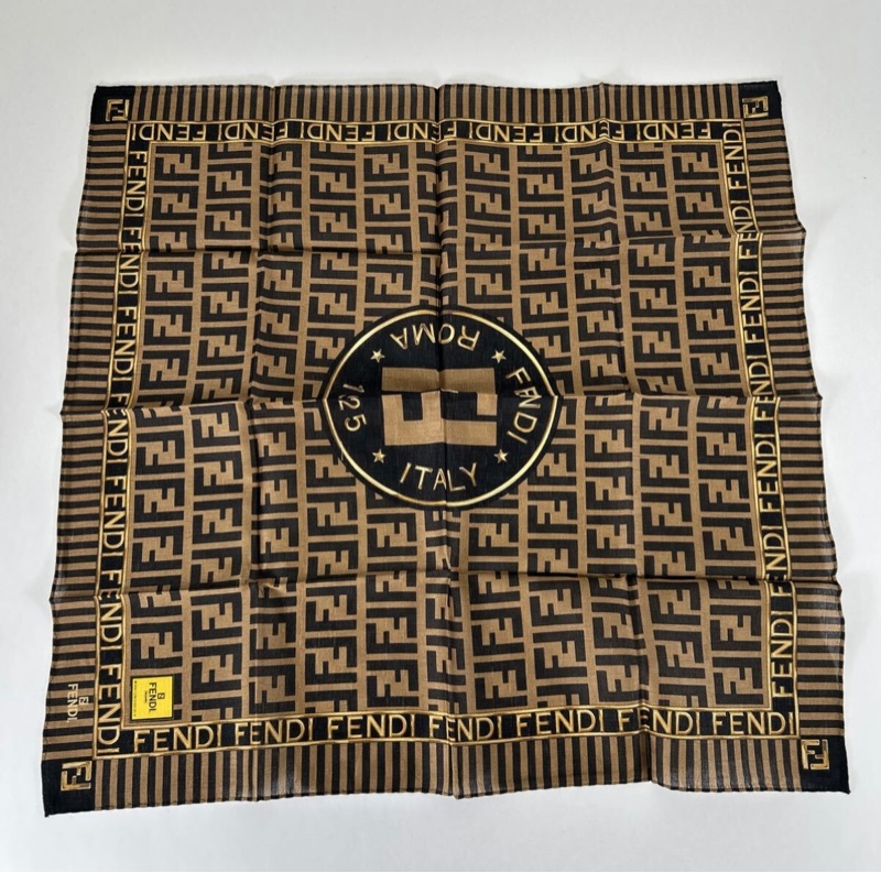 FENDI/Fendi/全新/未使用/方巾/領巾/髮帶/老花/純棉/Vintage-6