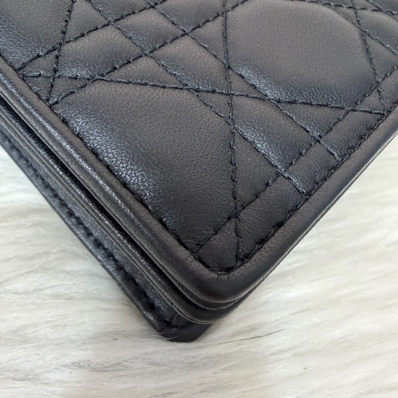 DIOR LADY DIOR S0204 黑皮 金釦 woc 手拿包 斜背包-10