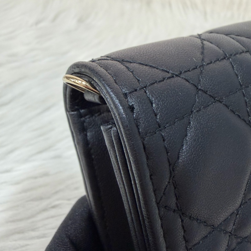 DIOR LADY DIOR S0204 黑皮 金釦 woc 手拿包 斜背包-15