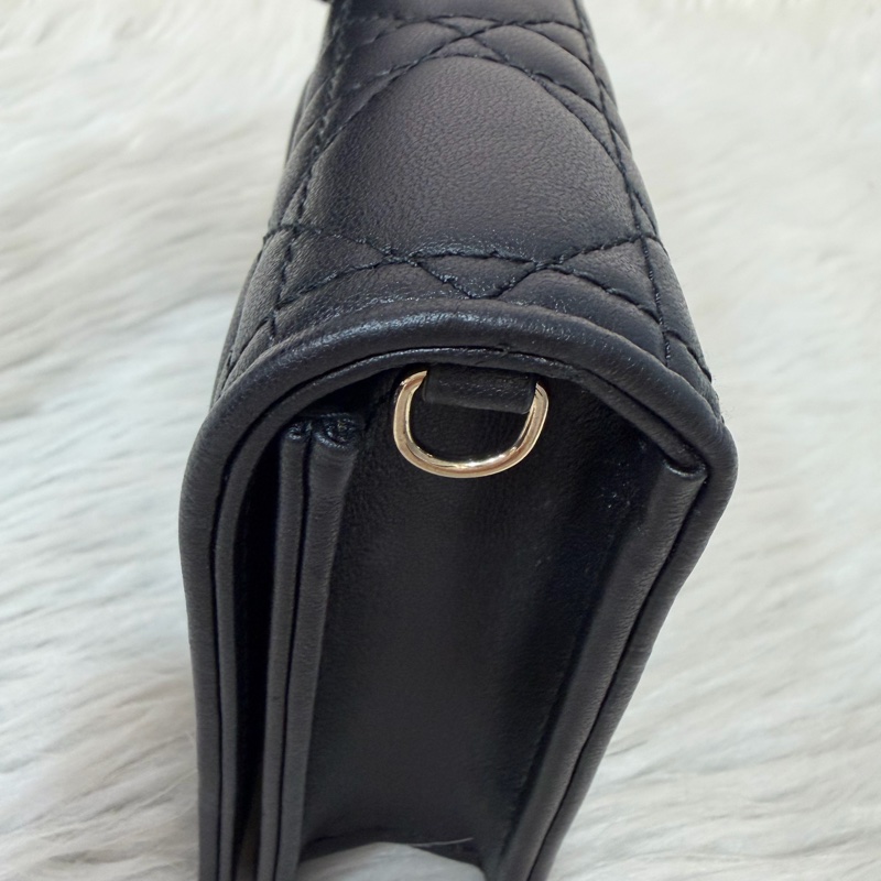 DIOR LADY DIOR S0204 黑皮 金釦 woc 手拿包 斜背包-19
