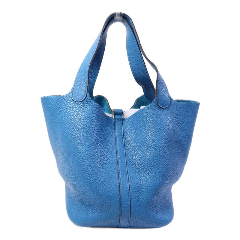 HERMES Clemence皮革Picotin MM手挽袋Bleu Izmir-1