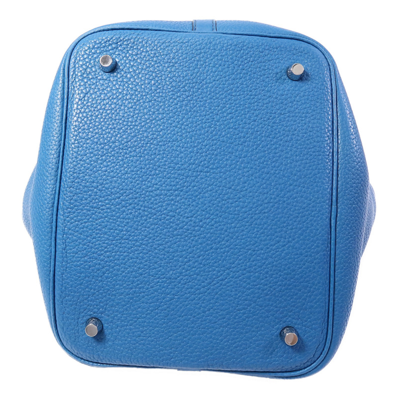 HERMES Clemence皮革Picotin MM手挽袋Bleu Izmir-3