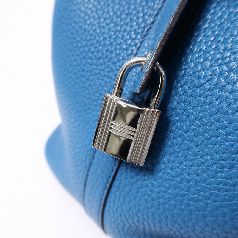 HERMES Clemence皮革Picotin MM手挽袋Bleu Izmir-6
